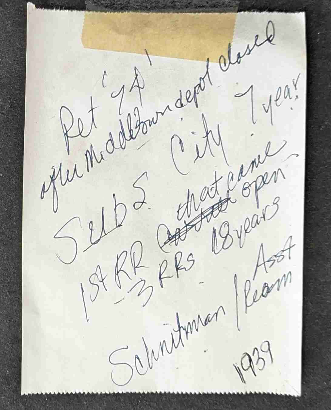 Post office photo - reverse