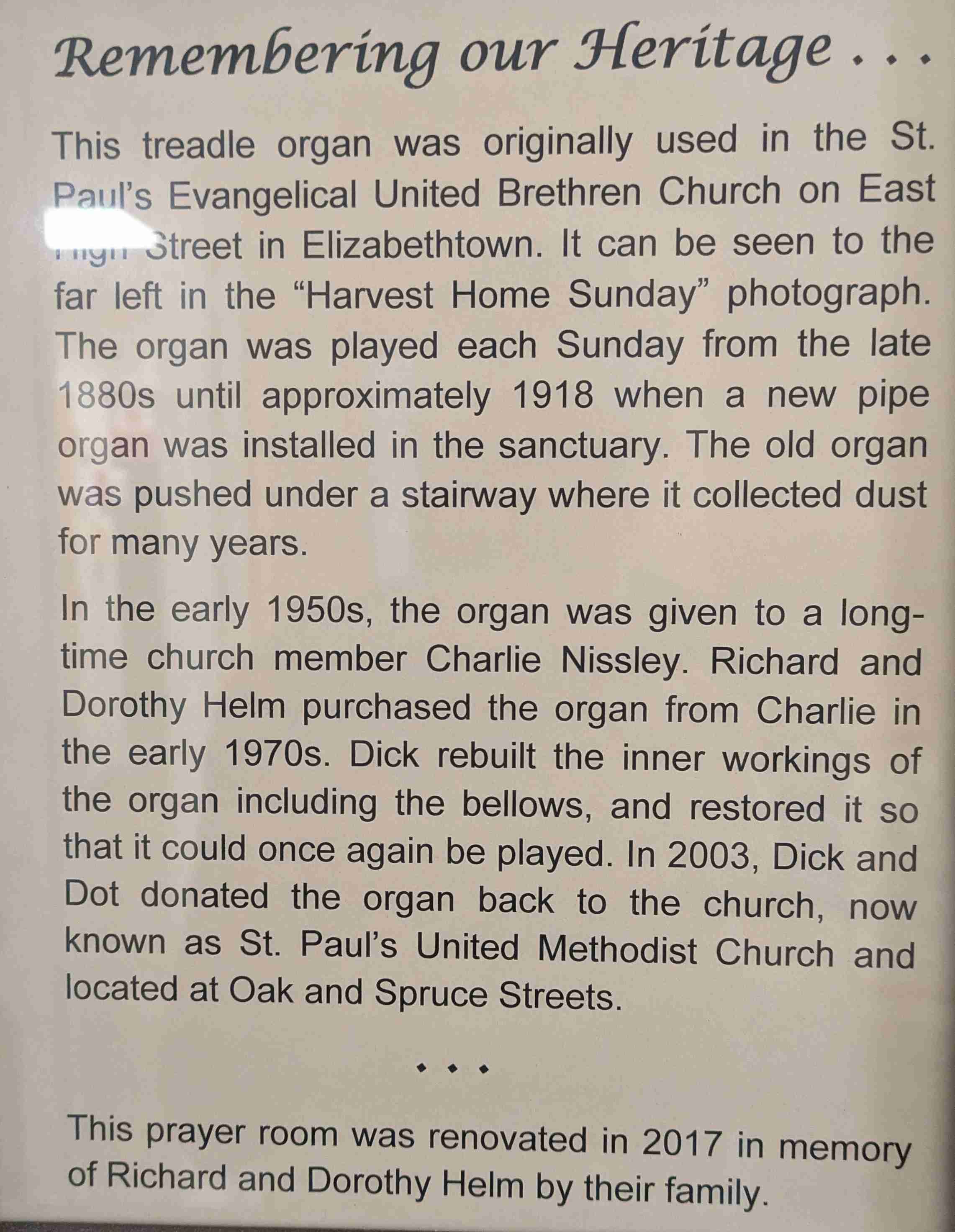 Organ prior to 1918 explanation