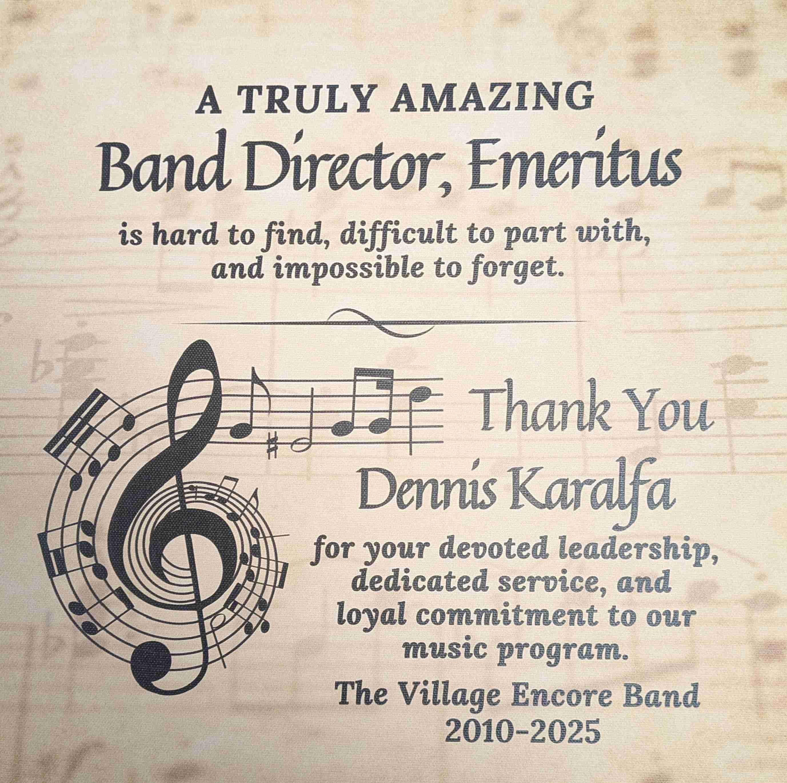 Plaque: Band director