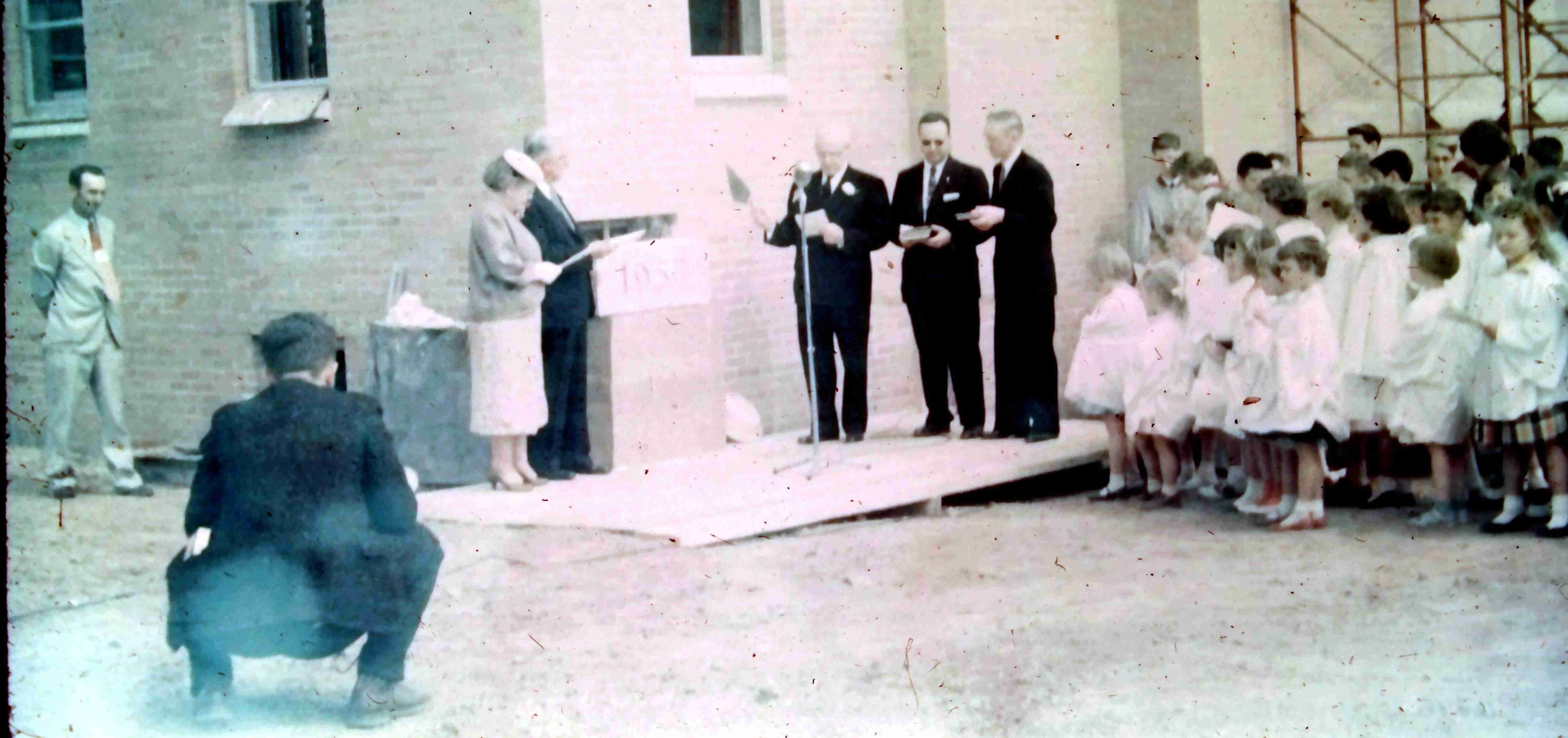 Cornerstone ceremony in 1957
