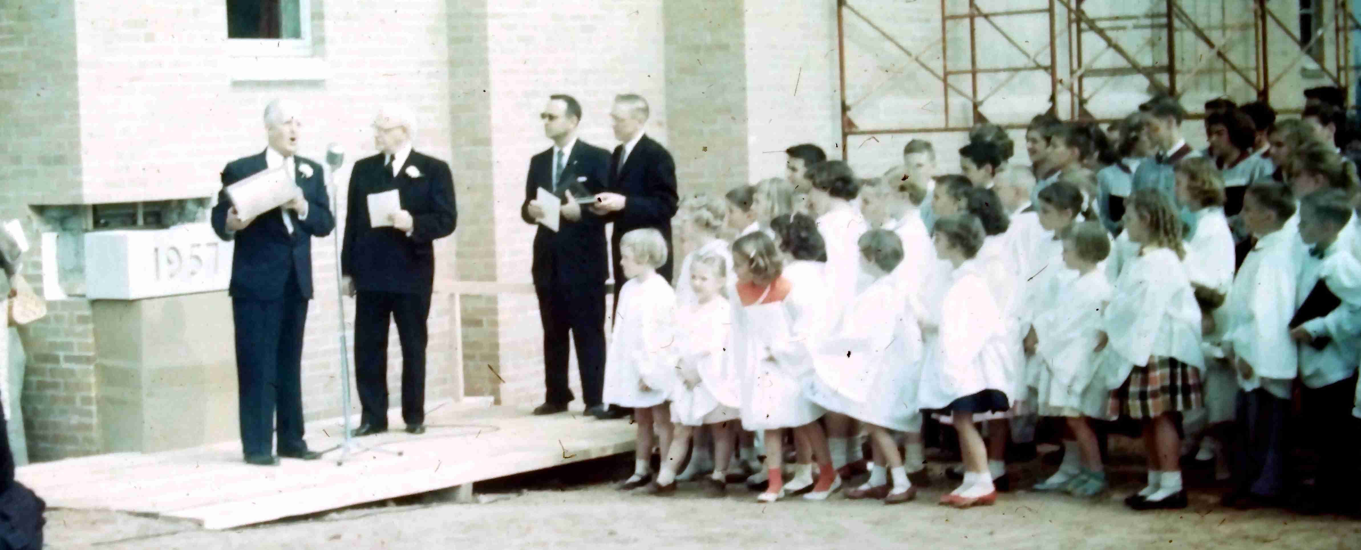 Cornerstone ceremony in 1957