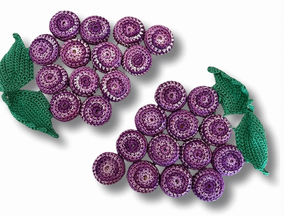 Grape cluster as soda can tops crochet together
