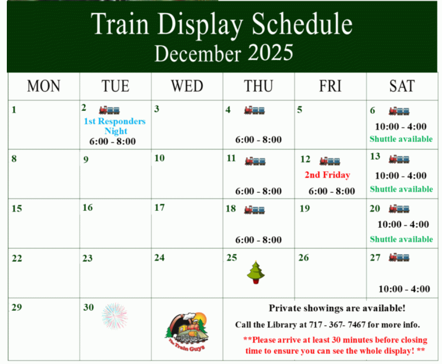 Trains: December 2025 schedule