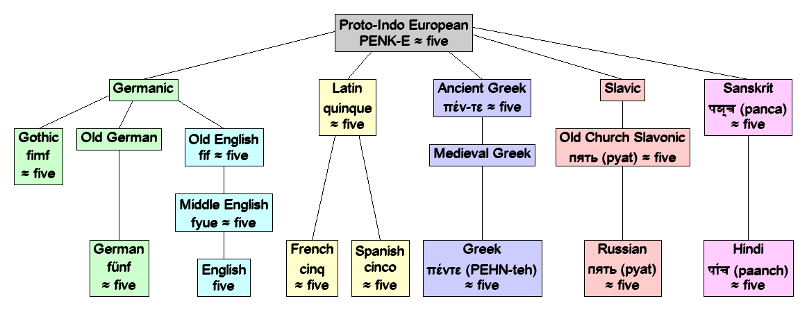 Linguistic diagram of five