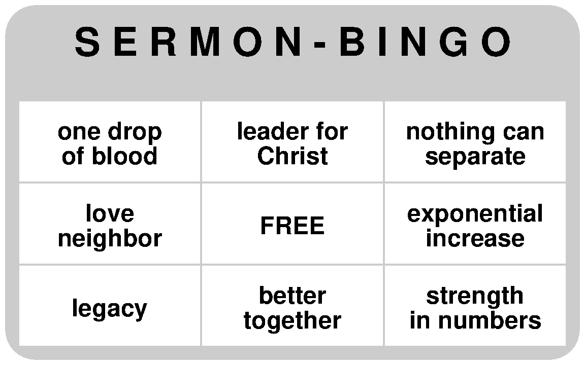 Sermon bingo 2