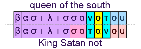Queen of the south and King Satan not