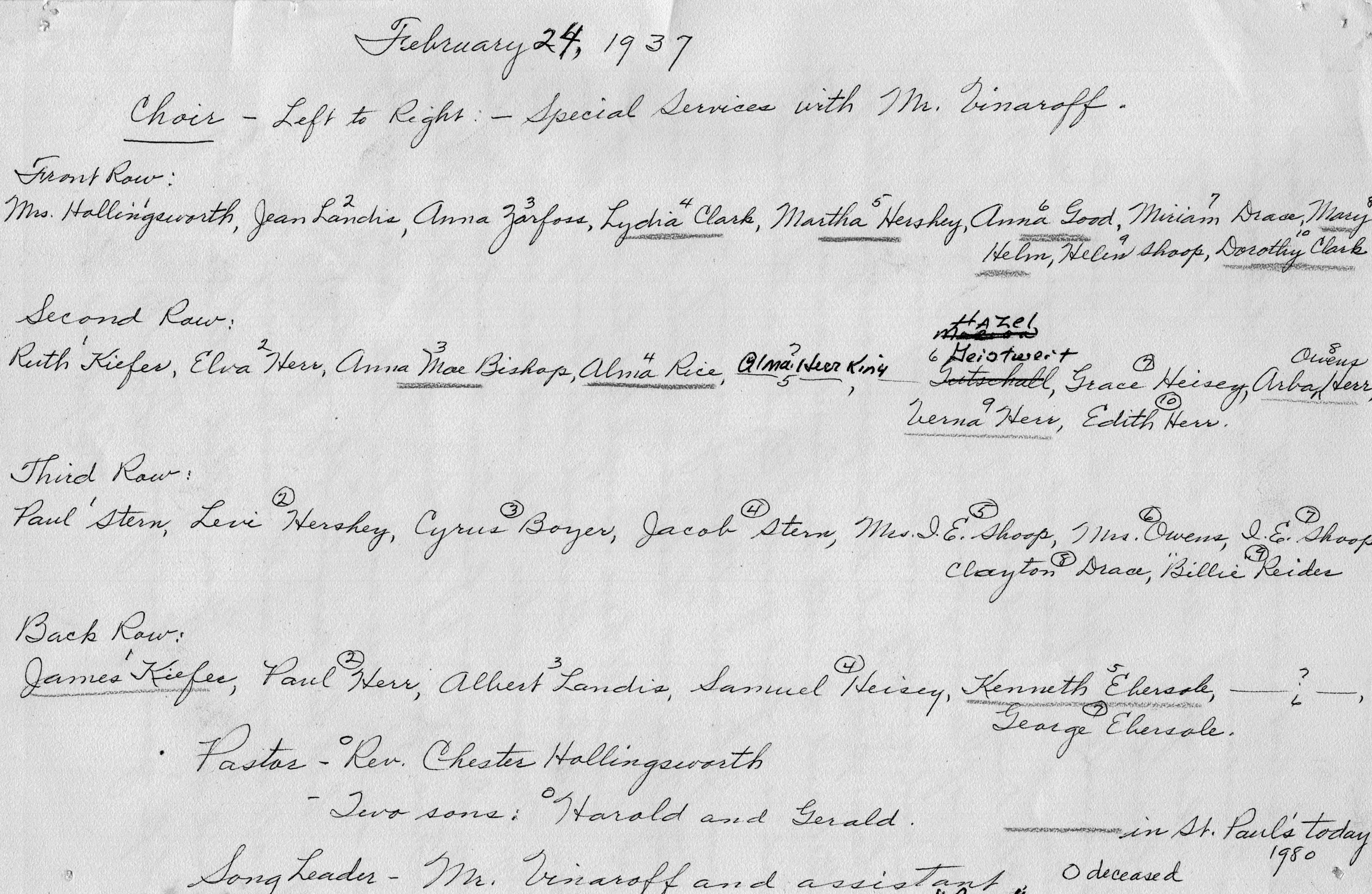 Church choir during revival , Feb. 24, 1937