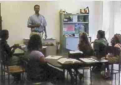 Teacher and kids
