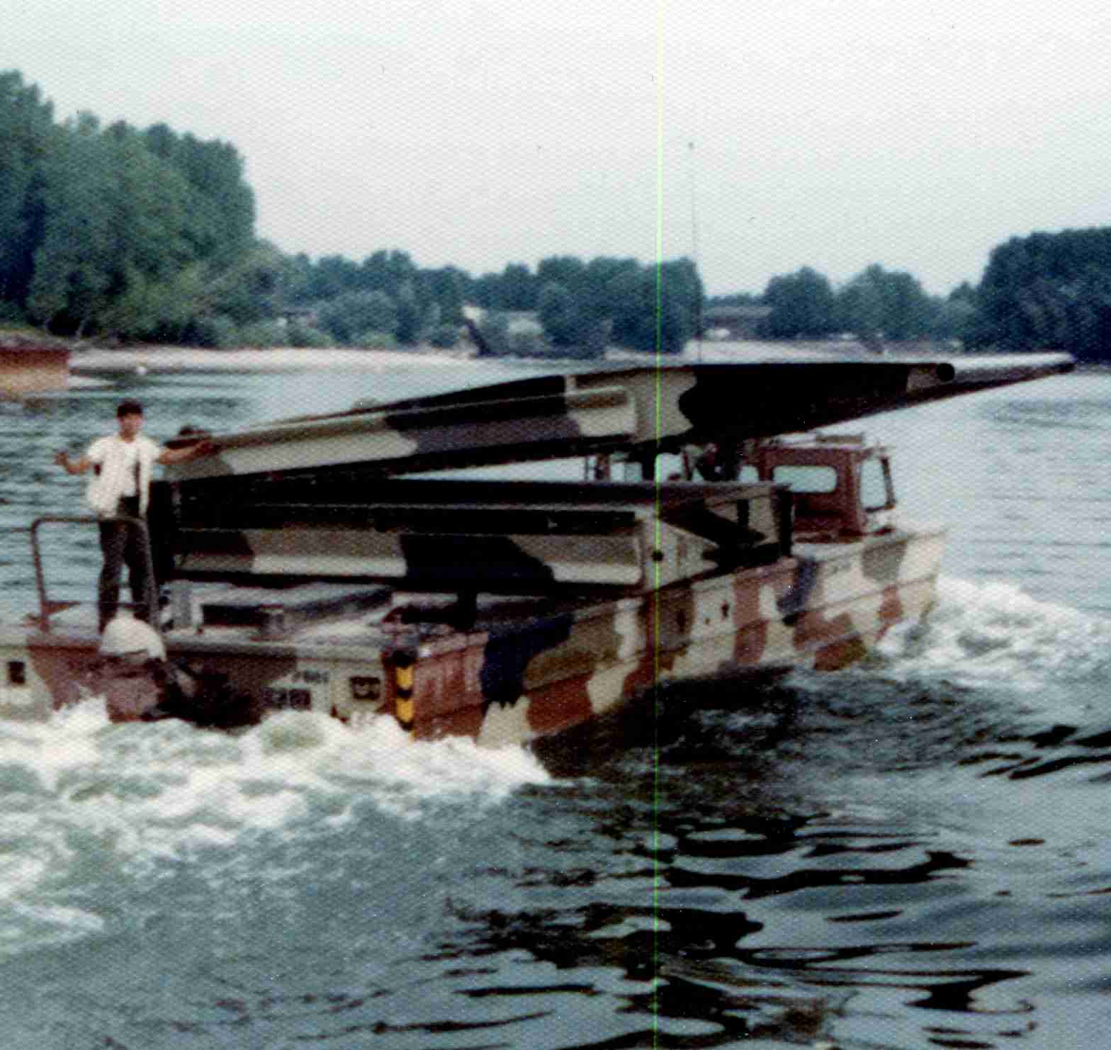 Mobile bridge on the Rhine River