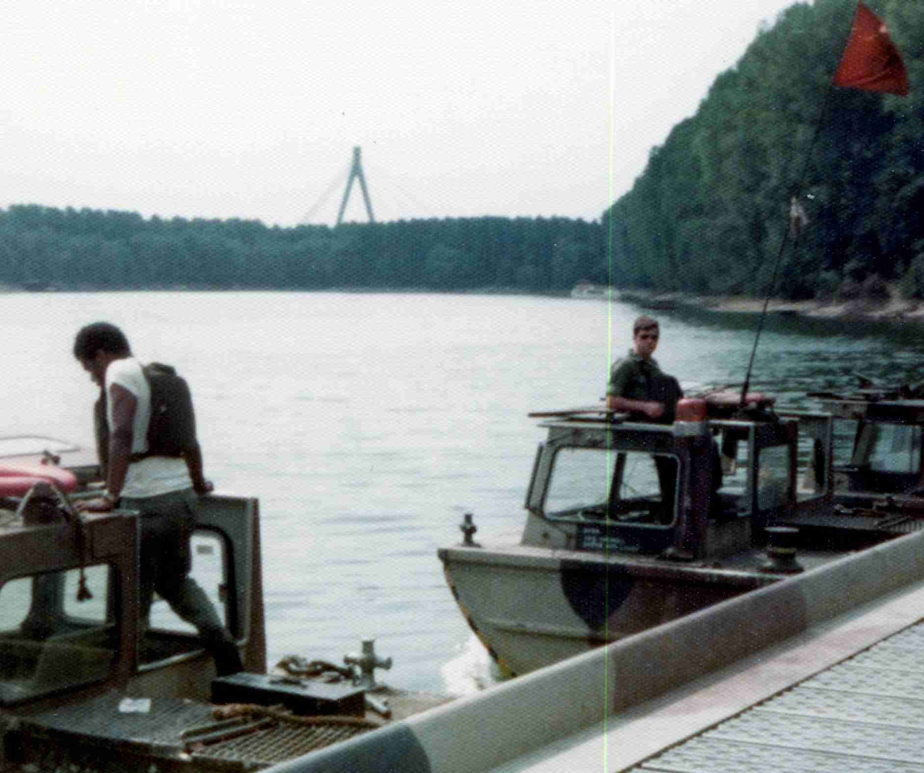 Mobile bridge on the Rhine River
