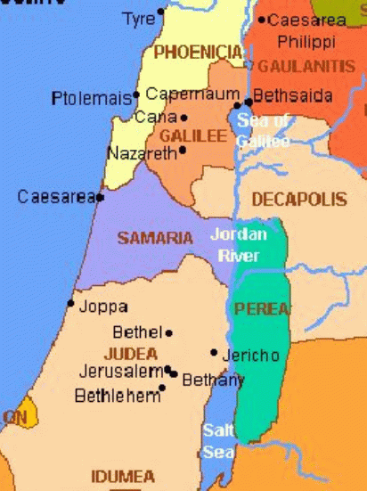 Map: Judea Samaria Galilee
