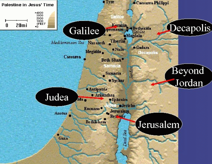 Map: Judea and beyond Jordan