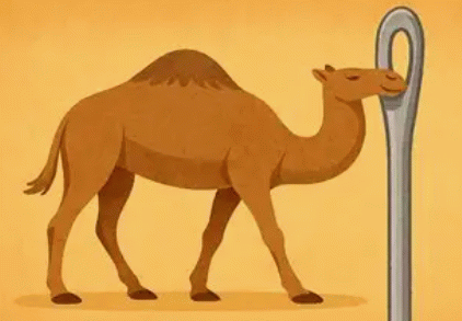 Camel through they eye of a needle