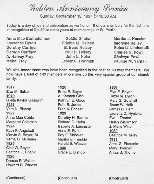 1997-08-13 Golden Anniversary Service